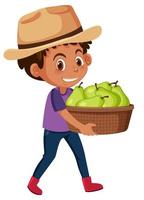 Children boy with fruits on white background vector