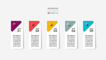 conjunto de pasos de etiqueta de infografía rectangular vertical vector