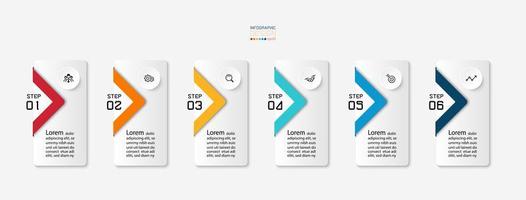 6 Rectangular Infographic Labels Set vector