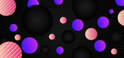 Abstract vibrant circles on metal background vector