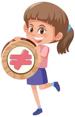 Student girl holding basic math symbol