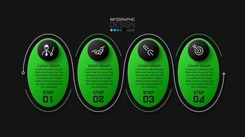 Bright green and black oval presentation icons set vector