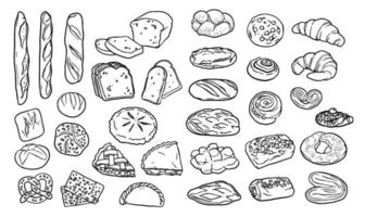 Collection of hand drawn elements for bakery vector