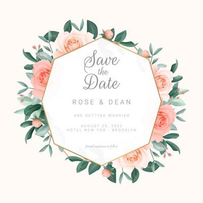 Blush Pink Roses Save the Date Invitation