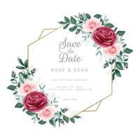 Floral Frame Save the Date Invitation Template vector