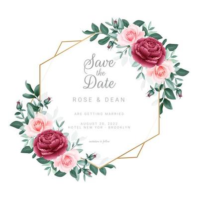 Floral Frame Save the Date Invitation Template