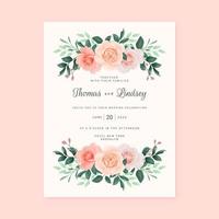 Save the Date Roses Invitation Card Template vector