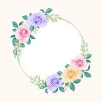 Round Frame with Soft Color Roses vector