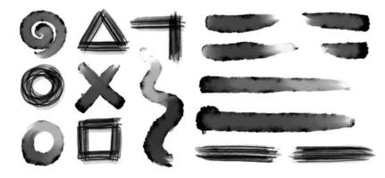 Collection of grunge brushstrokes vector