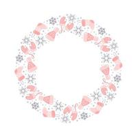 Christmas wreath with pink xmas elements vector