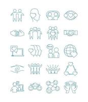 Love and relationship support icon set vector