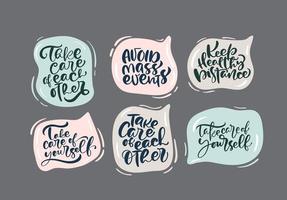 Set of hand lettering messages for self care vector