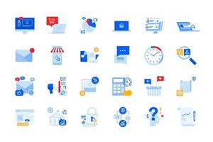 Online communication, e-commerce, advertising modern icons vector