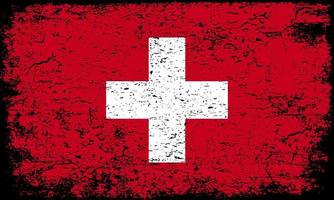 Switzerland flag in rusty grunge textured effect vector