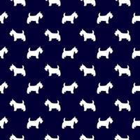 Scottish Terrier seamless pattern in navy and white vector