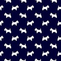 Scottish Terrier seamless pattern in navy and white vector