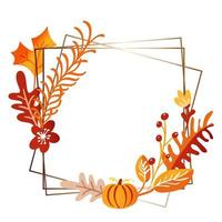 Square autumn bouquet frame vector