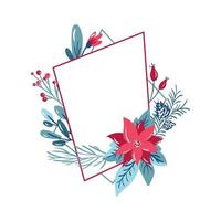 Geometric polygon frame with bouquet decoration vector