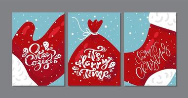 Christmas Scandinavian greeting card with winter items vector