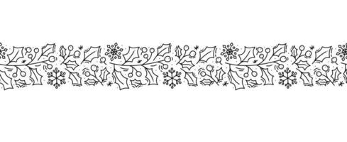 Christmas monoline scandinavian seamless pattern vector