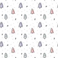 Christmas minimalist monoline Scandinavian seamless pattern vector