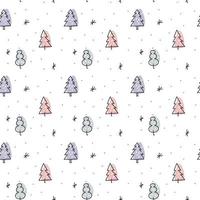 Christmas minimalist monoline Scandinavian seamless pattern vector