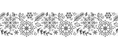 Christmas monoline scandinavian seamless pattern vector