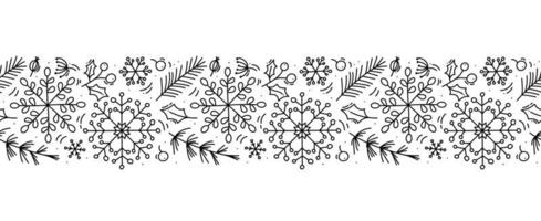 Christmas monoline scandinavian seamless pattern vector