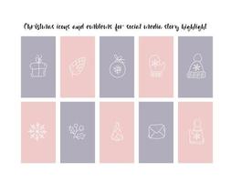 Christmas and New Year social network story templates vector