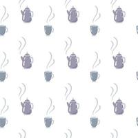 Teapot, kettle with steam seamless pattern vector