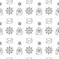 Snowflake and envelope monoline Christmas pattern vector