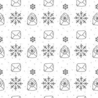 Snowflake and envelope monoline Christmas pattern vector