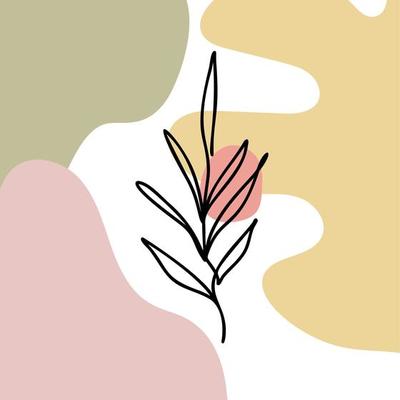 Monoline tree leaf with pastel color background