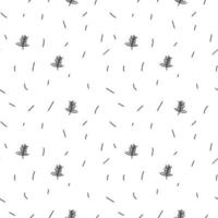 Minimalist monoline black and white leaf seamless pattern vector