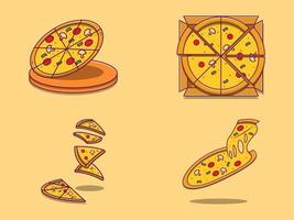 Set of cute cartoon pizzas vector