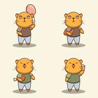 Set of cute cat characters vector