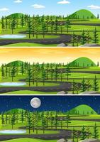 Landscape scene at different times of day vector