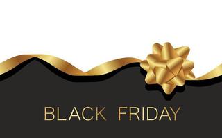 Black Friday sale design with gold ribbon and bow vector