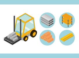 conjunto de iconos de construcción isométrica vector