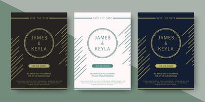 Wedding invitation with elegant abstract lines vector