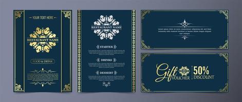 Fancy restaurant menu and gift certificate vector