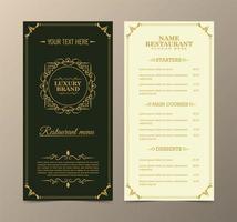 Restaurant menu with elegant ornamental style
