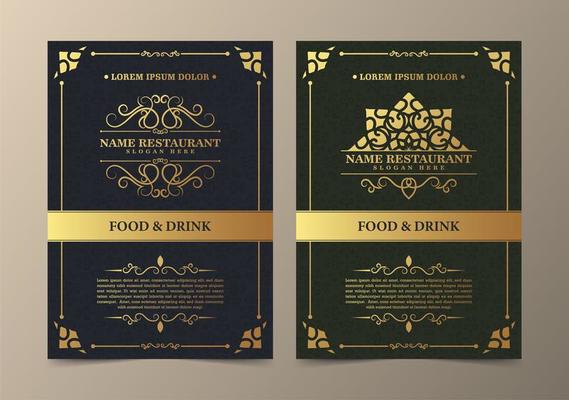 Restaurant menu with elegant ornamental style