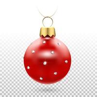 Shiny red Christmas ball ornament with diamonds