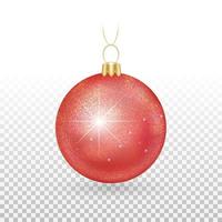 adorno de bola de navidad rojo brillante vector