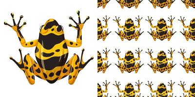 Yellow banded poison dart frog and pattern vector