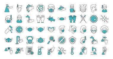 Coronavirus and viral infection icon set vector