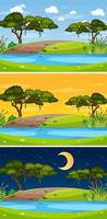 Landscape scene at different times of day vector
