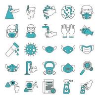 Coronavirus and viral infection icon set vector