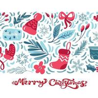 Merry Christmas calligraphic lettering text vector